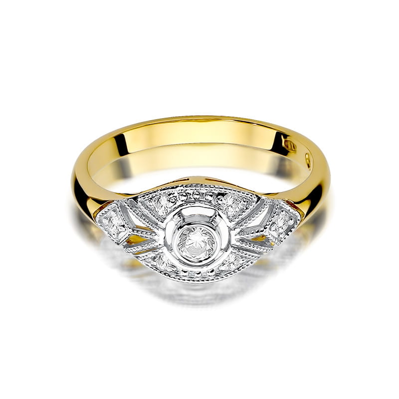 Pierścionek Diament 0,10ct żółte złoto 2 10ct żółte złoto Jubiler Kraków BigDIAMOND