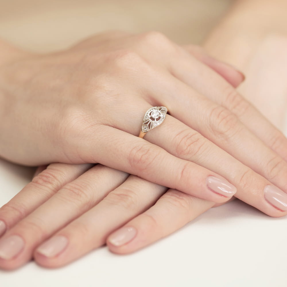 Pierścionek Diament 0,10ct żółte złoto 4 Pierścionek Diament 0,10ct żółte złoto - obrazek 4
