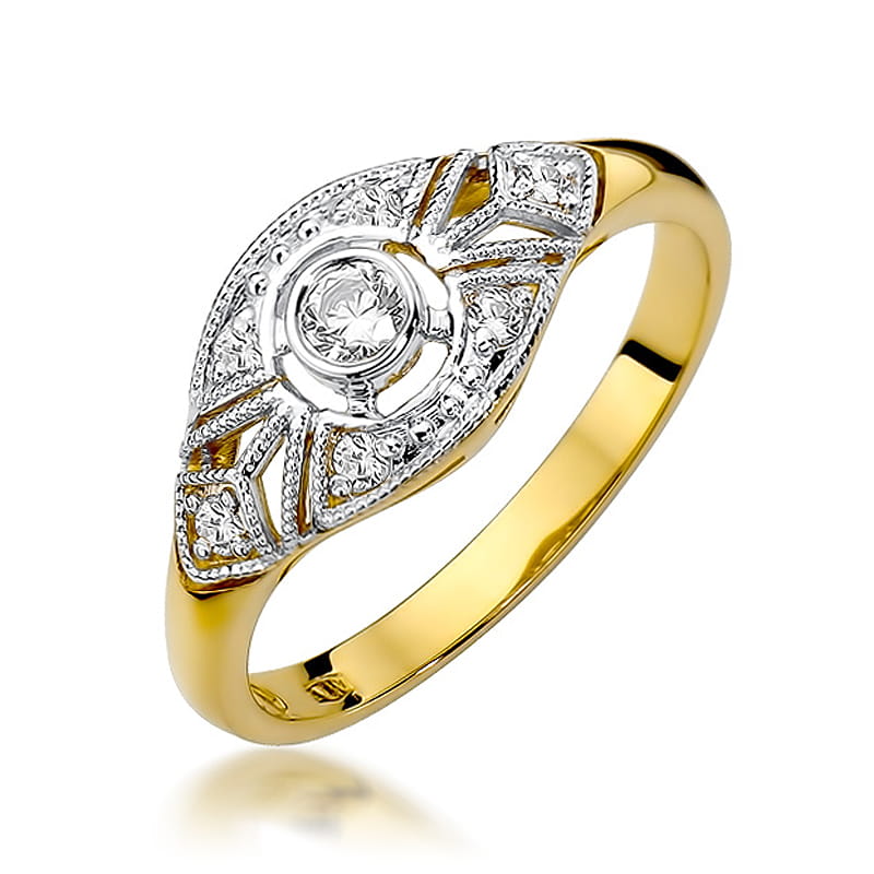 Pierścionek Diament 0,10ct żółte złoto 1 Pierścionek W413 Diament 0