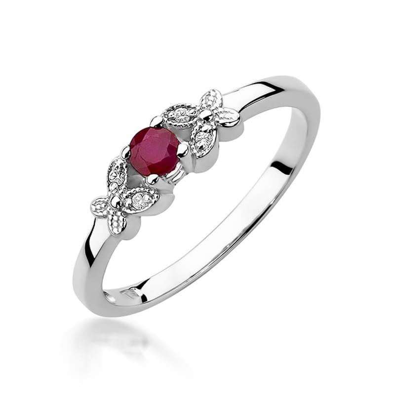 Pierścionek Rubin 0,15ct białe złoto 1 Pierścionek W414 Rubin 0