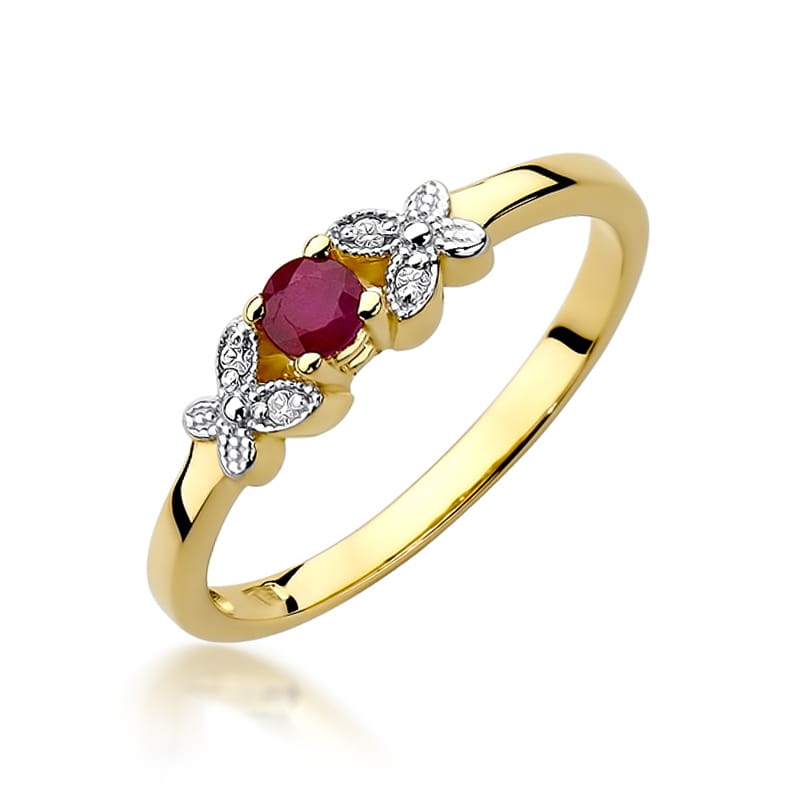 Pierścionek Rubin 0,15ct żółte złoto 1 Pierścionek W414 Rubin 0