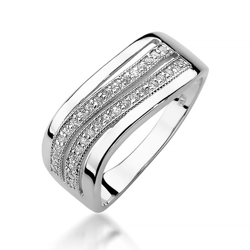 Pierścionek z diamentami białe złoto 1 Pierścionek W416 z diamentami białe złoto Jubiler Kraków BigDIAMOND