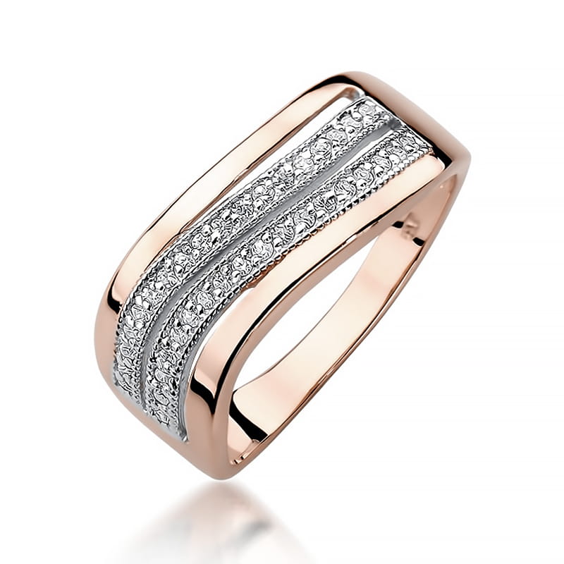 Pierścionek z diamentami różowe złoto 1 Pierścionek W416 z diamentami różowe złoto Jubiler Kraków BigDIAMOND