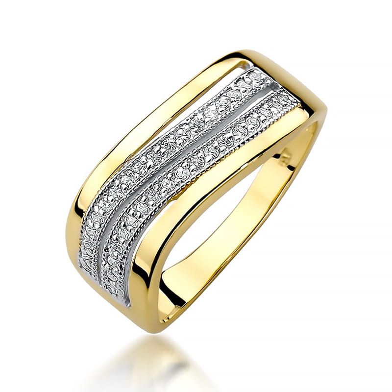 Pierścionek z diamentami żółte złoto 1 Pierścionek W416 z diamentami żółte złoto Jubiler Kraków BigDIAMOND