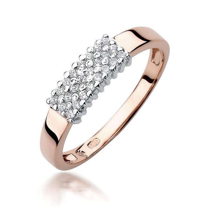 Pierścionek z diamentami różowe złoto 1 Pierścionek W418 z diamentami różowe złoto Jubiler Kraków BigDIAMOND