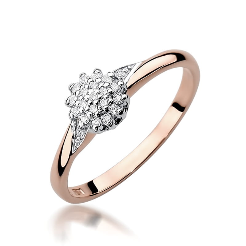 Pierścionek z diamentami różowe złoto 1 Pierścionek W419 z diamentami różowe złoto Jubiler Kraków BigDIAMOND