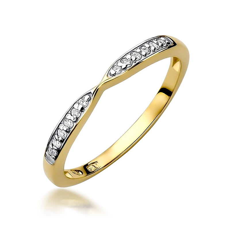 Pierścionek z diamentami żółte złoto 1 Pierścionek W425 z diamentami żółte złoto Jubiler Kraków BigDIAMOND