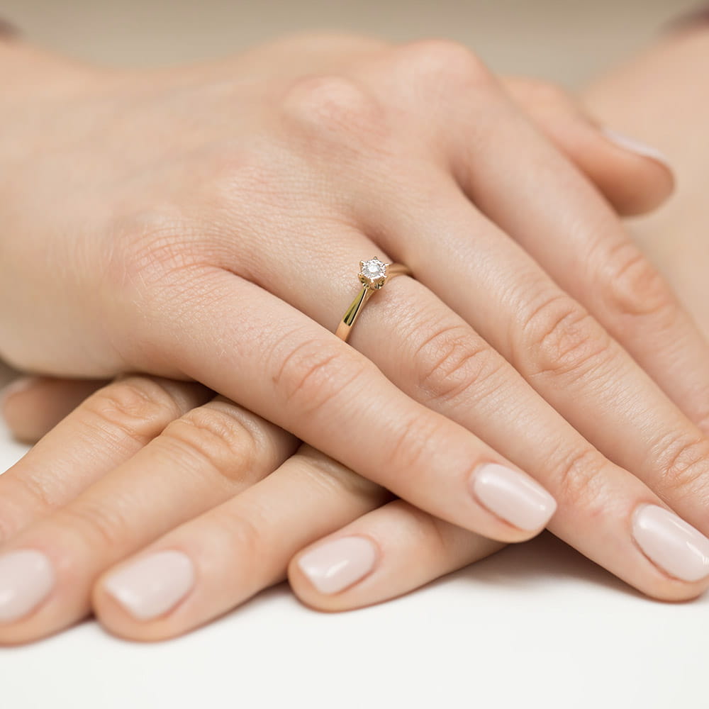 Pierścionek Diament 0,05ct żółte złoto 4 Pierścionek Diament 0,05ct żółte złoto - obrazek 4