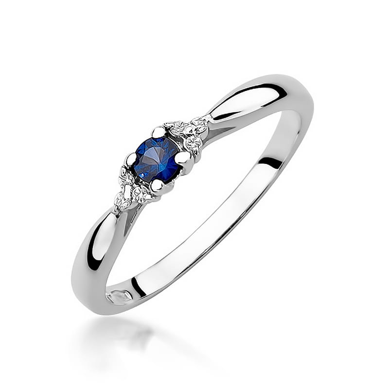Pierścionek Szafir 0,15ct białe złoto 1 Pierścionek W428 Szafir 0