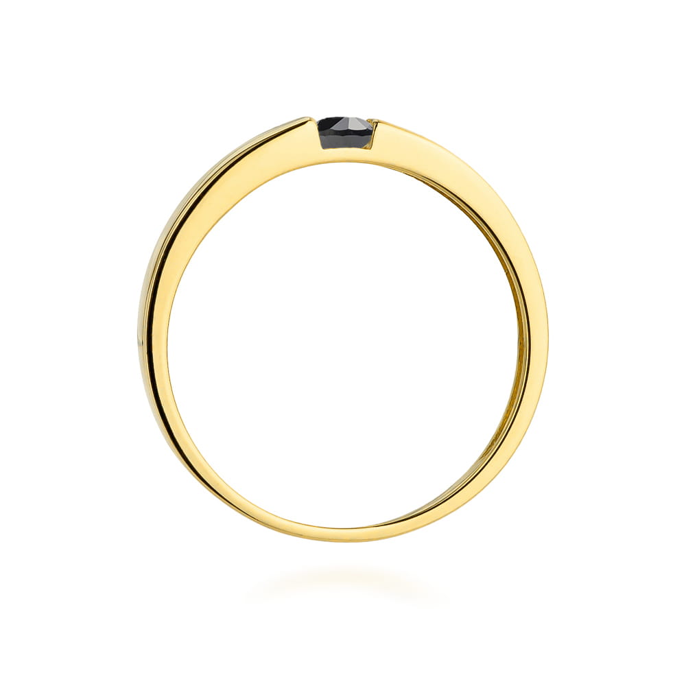 Pierścionek Czarny Diament 0,12ct żółte złoto 3 Pierścionek Czarny Diament 0,12ct żółte złoto - obrazek 3