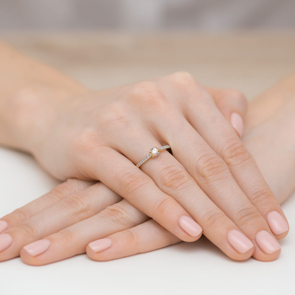 Pierścionek Diament 0,10ct żółte złoto 4 Pierścionek Diament 0,10ct żółte złoto - obrazek 4