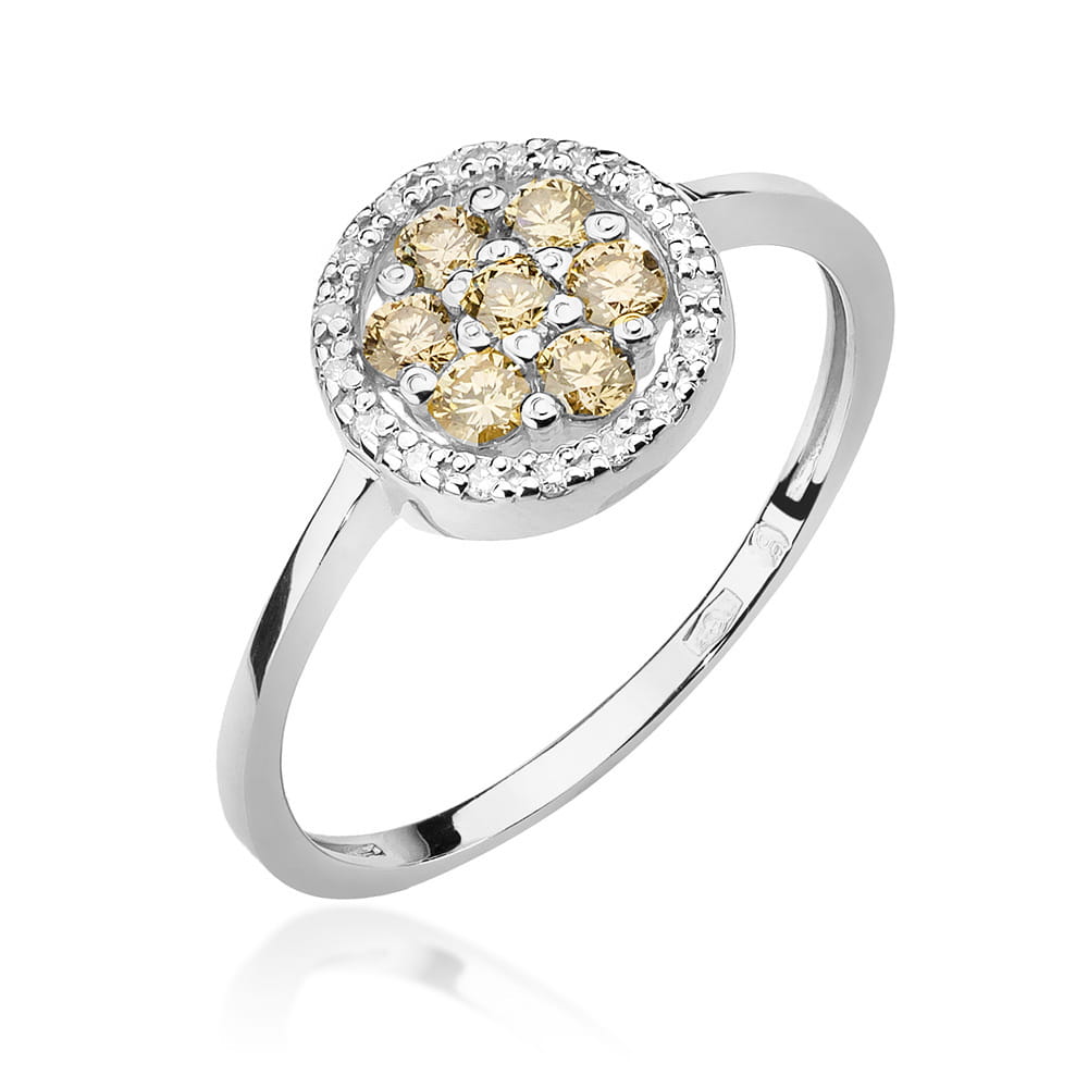 Pierścionek z brązowymi diamentami białe złoto 1 Pierścionek W440 z brązowymi diamentami białe złoto Jubiler Kraków BigDIAMOND