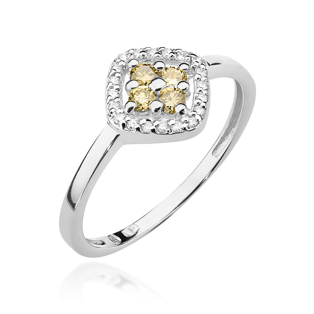 Pierścionek z brązowymi diamentami białe złoto 1 Pierścionek W441 z brązowymi diamentami białe złoto Jubiler Kraków BigDIAMOND