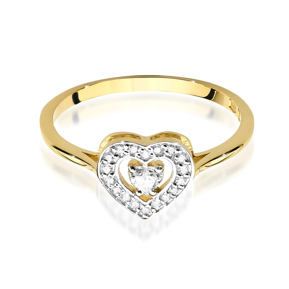 Pierścionek Diament 0,10ct żółte złoto 2 10ct żółte złoto Jubiler Kraków BigDIAMOND