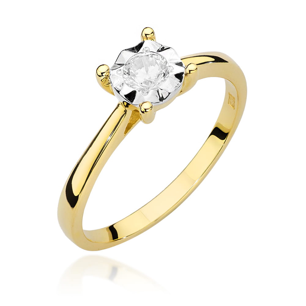 Pierścionek Diament 0,20ct żółte złoto 1 Pierścionek W447 Diament 0