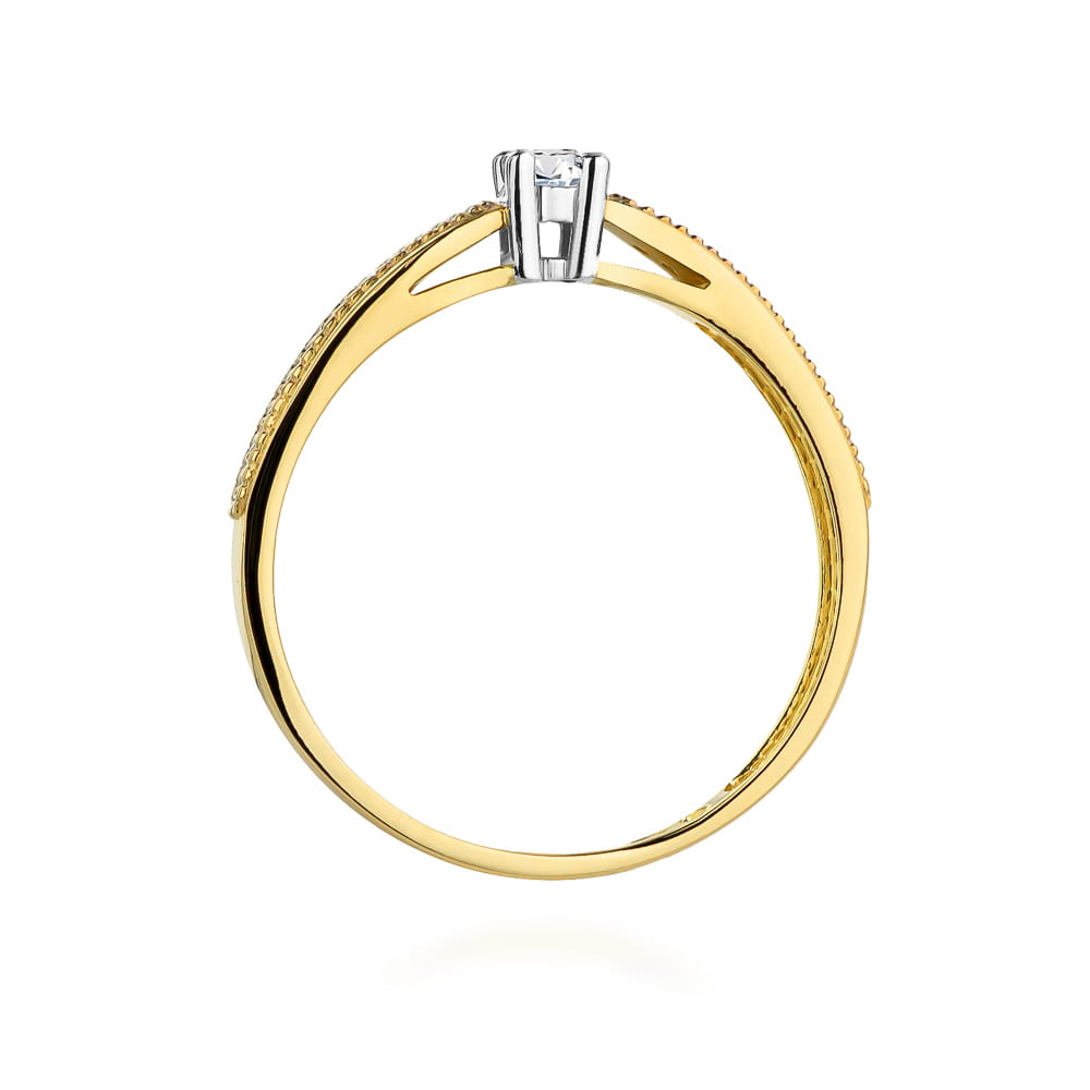 Pierścionek Diament 0,08ct żółte złoto 3 Pierścionek Diament 0,08ct żółte złoto - obrazek 3