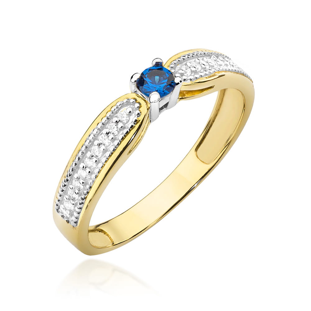Pierścionek Szafir 0,15ct żółte złoto 1 Pierścionek W449 Szafir 0