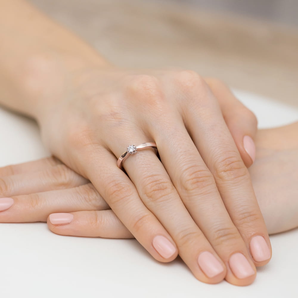 Pierścionek Diament 0,08ct różowe złoto 4 Pierścionek Diament 0,08ct różowe złoto - obrazek 4