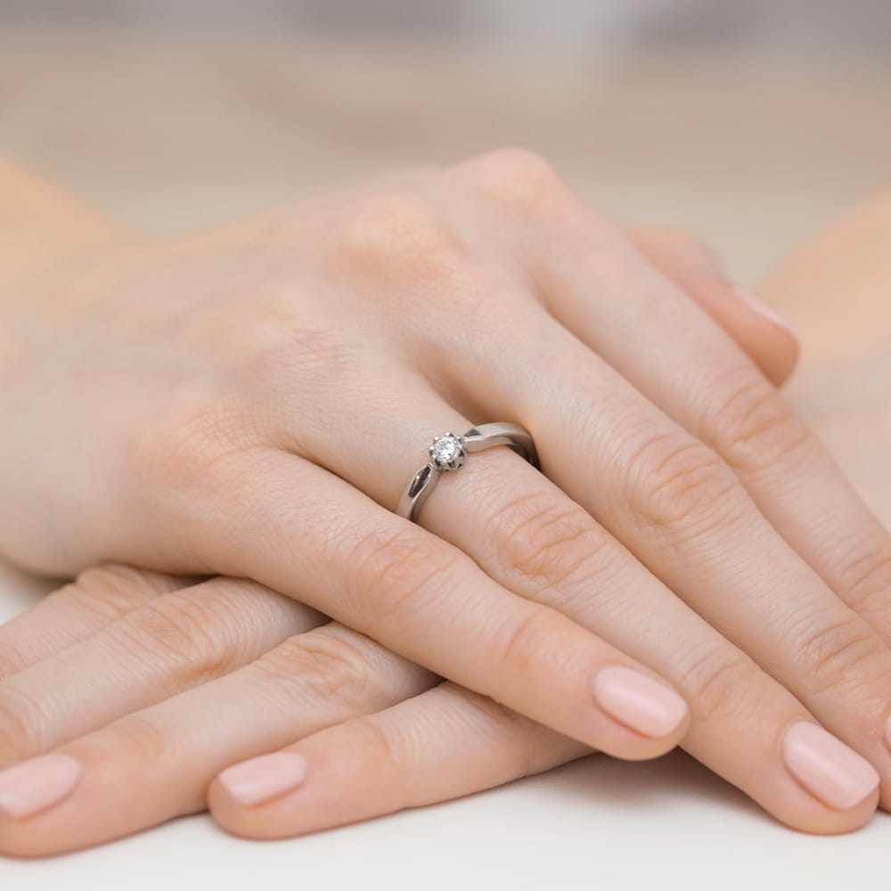 Pierścionek Diament 0,15ct białe złoto 4 Pierścionek Diament 0,15ct białe złoto - obrazek 4