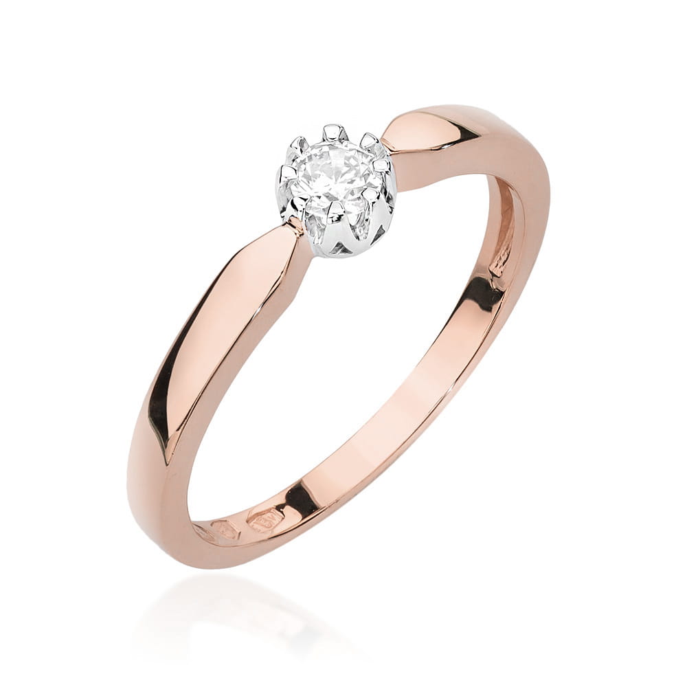 Pierścionek Diament 0,15ct różowe złoto 1 Pierścionek W450B Diament 0