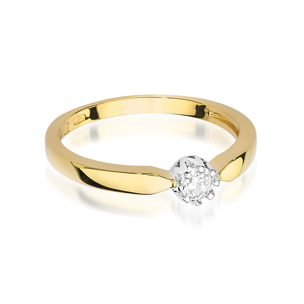 Pierścionek Diament 0,15ct żółte złoto 2 15ct żółte złoto Jubiler Kraków BigDIAMOND
