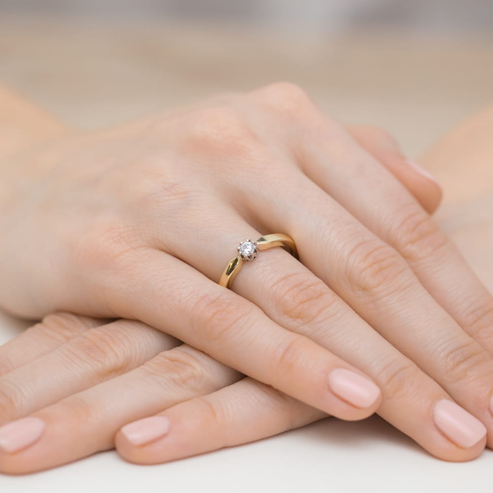 Pierścionek Diament 0,15ct żółte złoto 4 Pierścionek Diament 0,15ct żółte złoto - obrazek 4