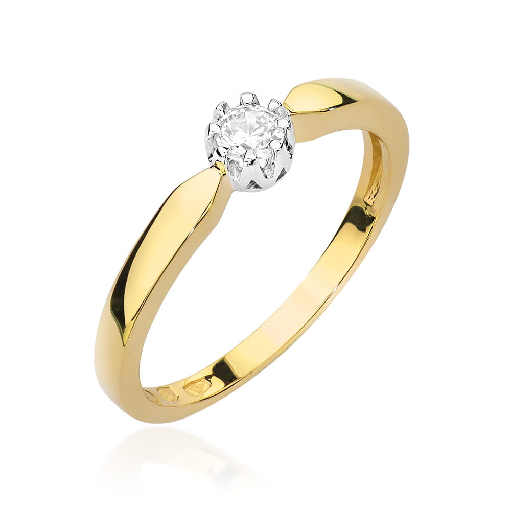 Pierścionek Diament 0,15ct żółte złoto 1 Pierścionek W450B Diament 0