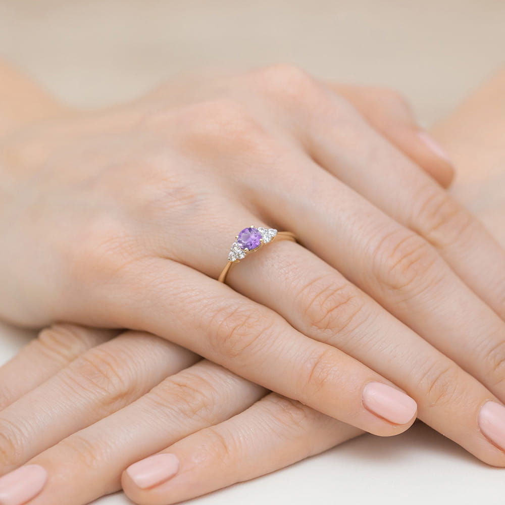 Pierścionek Ametyst 0,50ct żółte złoto 4 Pierścionek Ametyst 0,50ct żółte złoto - obrazek 4