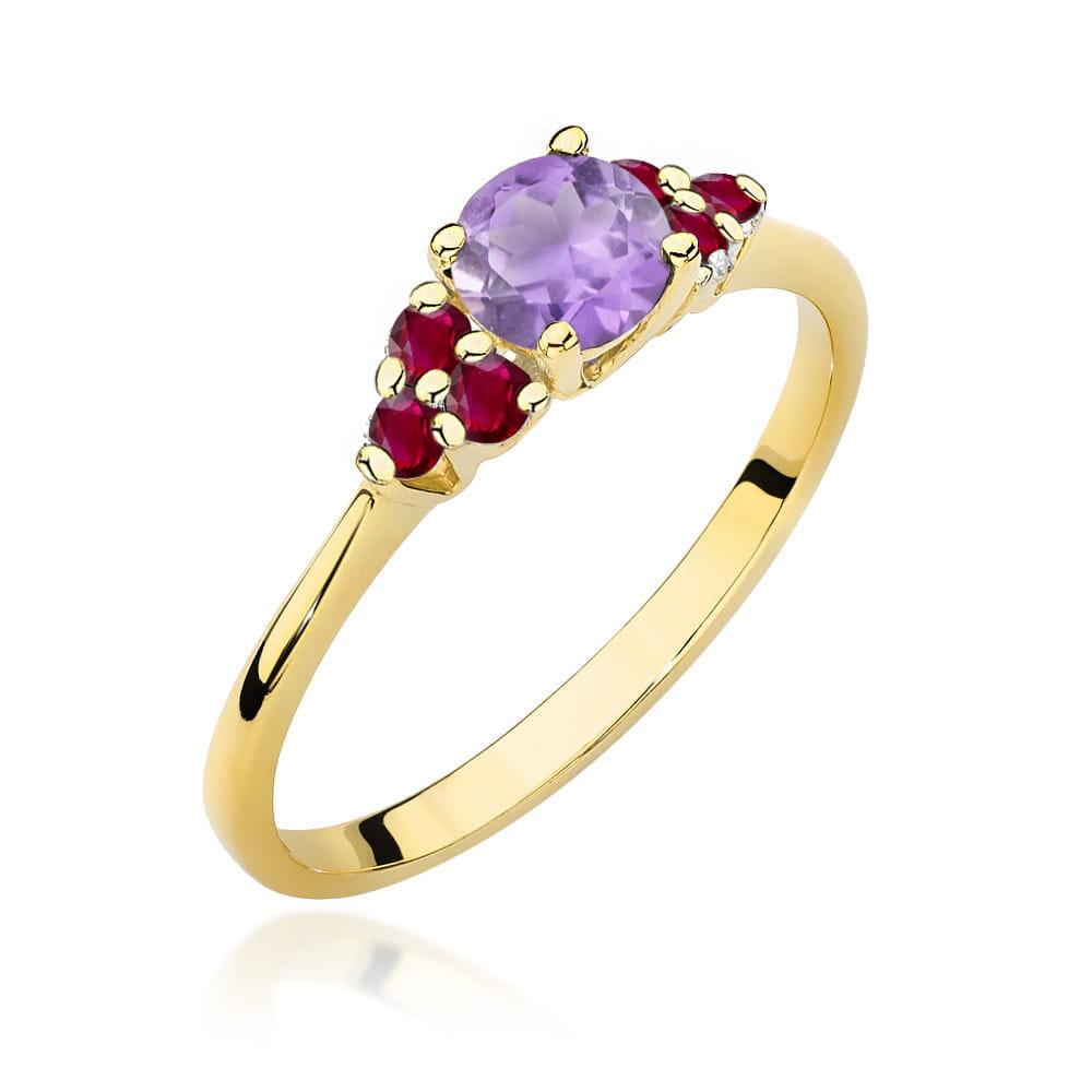Pierścionek Ametyst 0,50ct żółte złoto 1 Pierścionek W451 Ametyst 0