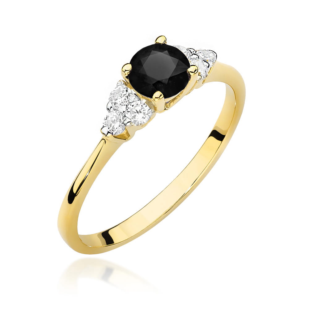 Pierścionek Czarny Diament 0,50ct żółte złoto 1 Pierścionek W451 Czarny Diament 0