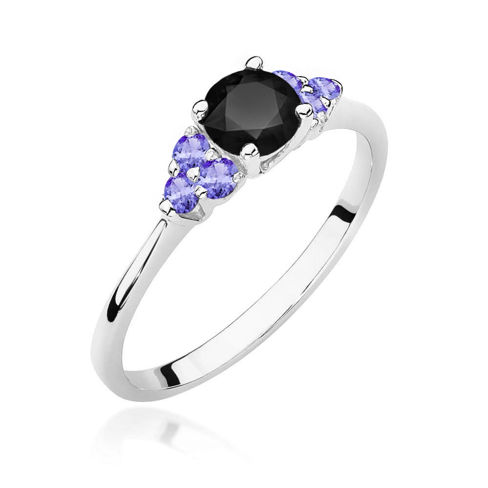 Pierścionek Czarny diament 0,50ct białe złoto 1 Pierścionek W451 Czarny diament 0