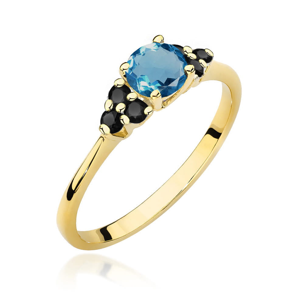 Pierścionek Topaz London Blue 0,50ct żółte złoto 1 Pierścionek W451 Topaz London Blue 0