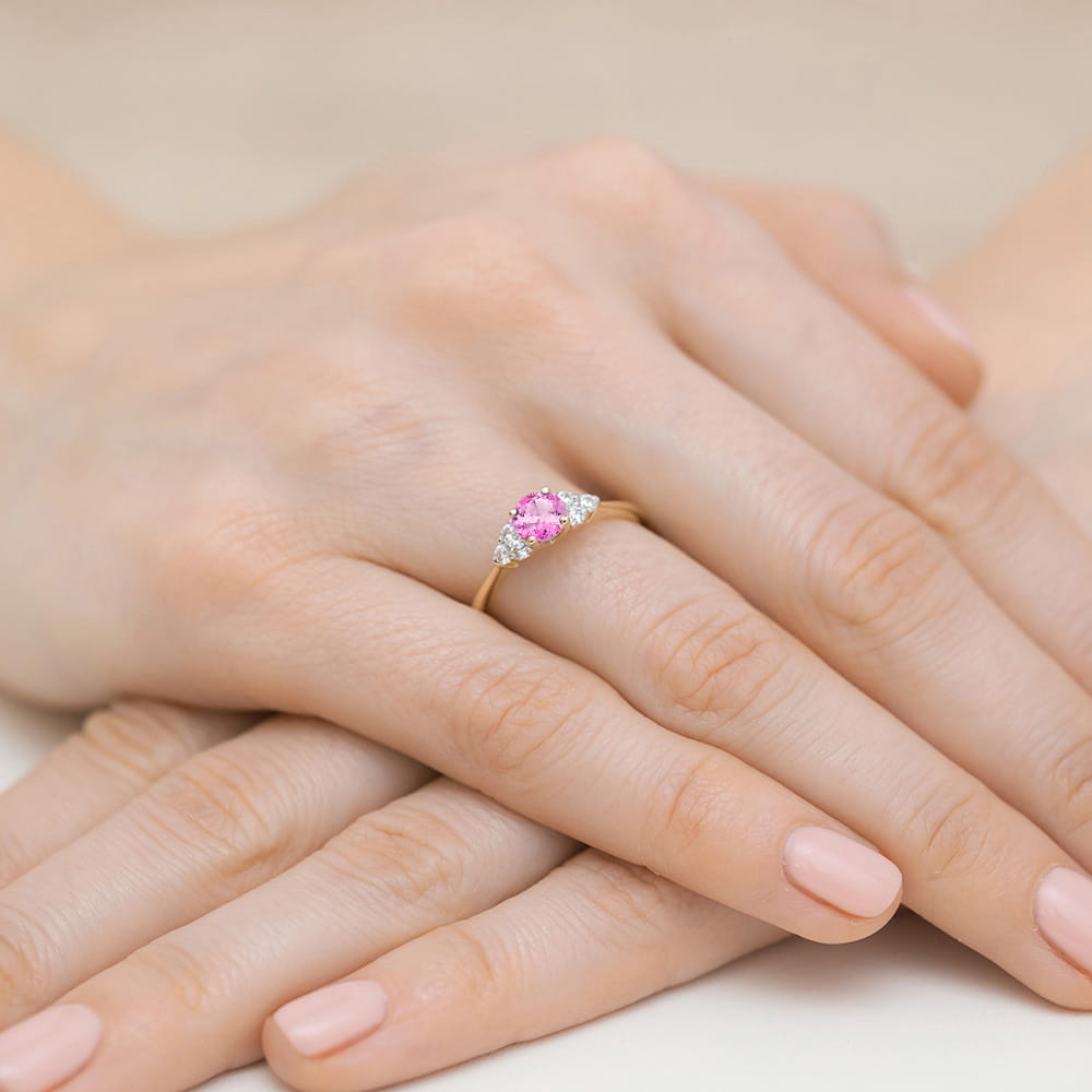 Pierścionek Topaz Różowy 0,60ct żółte złoto 4 Pierścionek Topaz Różowy 0,60ct żółte złoto - obrazek 4