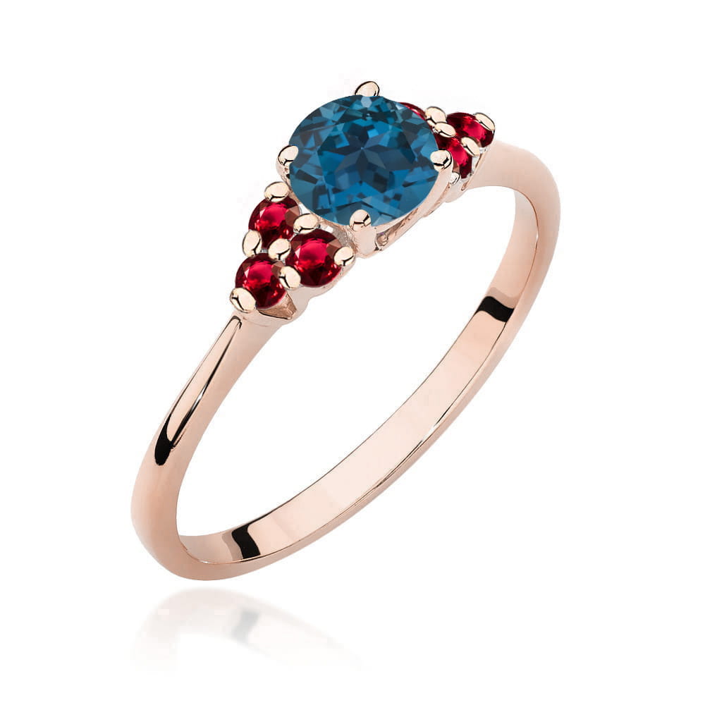 Pierścionek z Topazem London Blue 0,50ct różowe złoto 1 Pierścionek W451 z Topazem London Blue 0