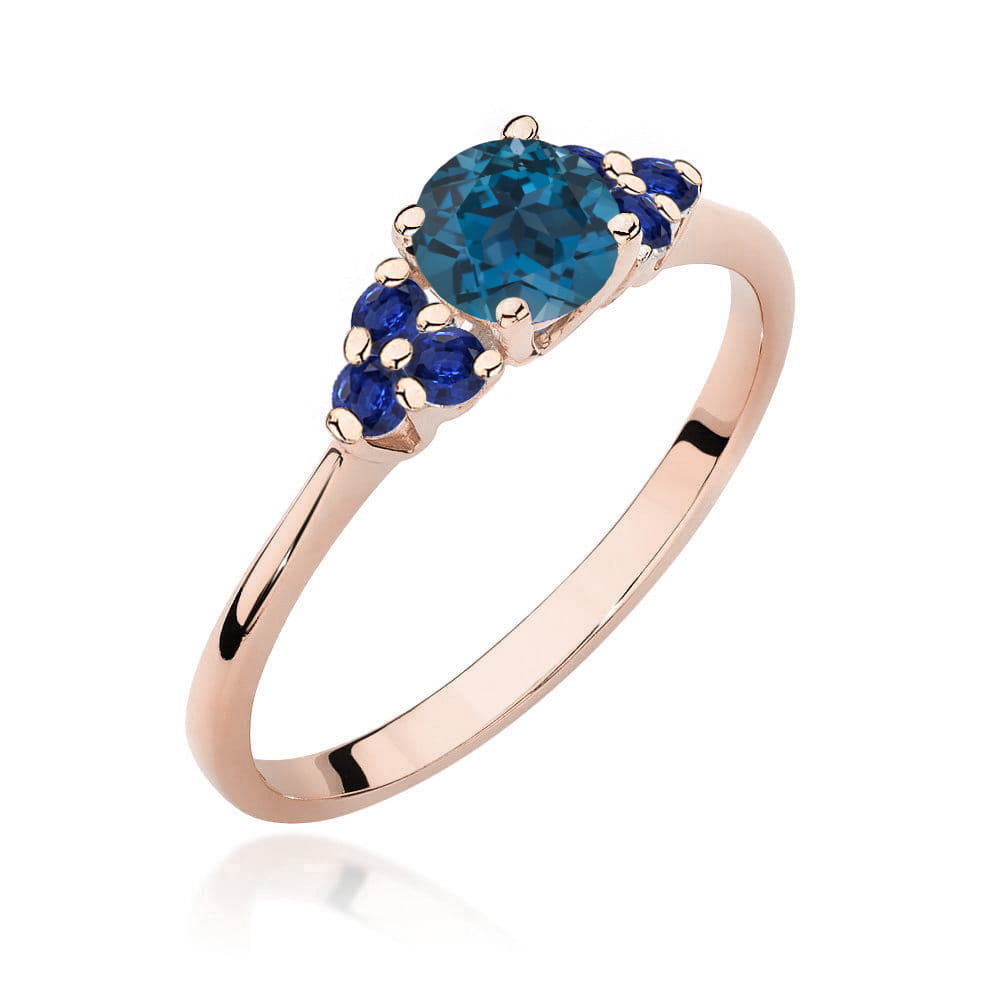 Pierścionek z Topazem London Blue 0,50ct różowe złoto 1 Pierścionek W451 z Topazem London Blue 0