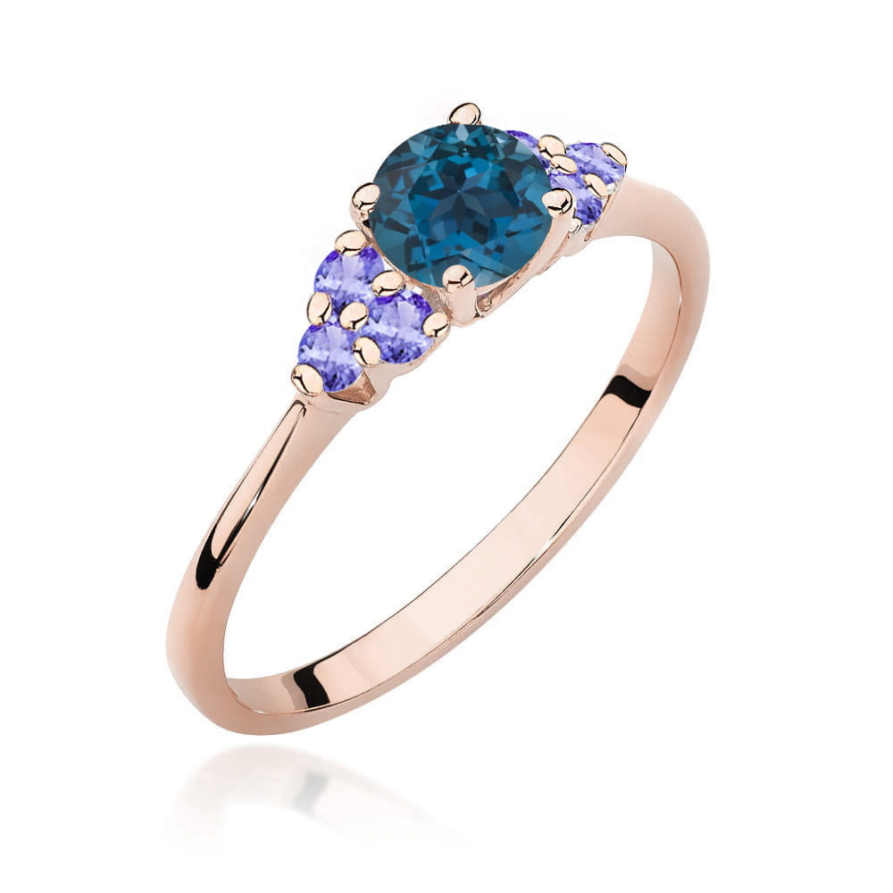 Pierścionek z Topazem London Blue 0,50ct różowe złoto 1 Pierścionek W451 z Topazem London Blue 0