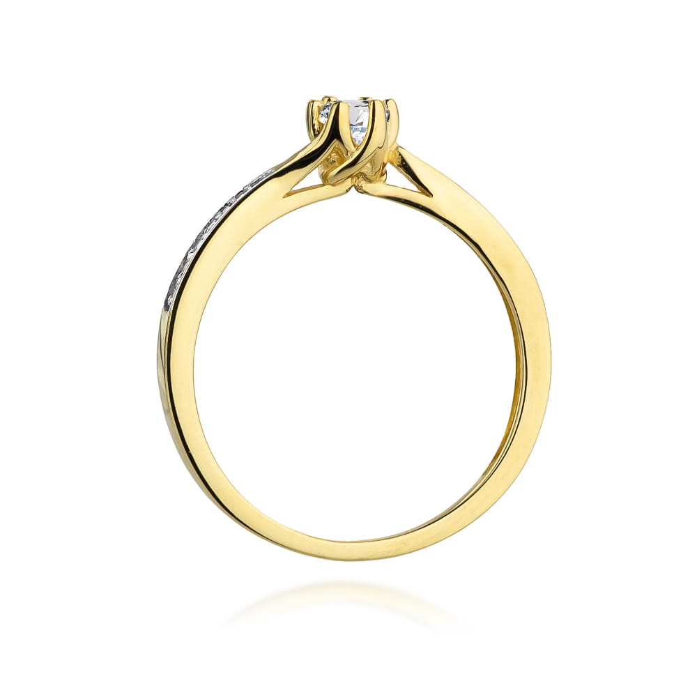 Pierścionek Diament 0,15ct żółte złoto 3 Pierścionek Diament 0,15ct żółte złoto - obrazek 3