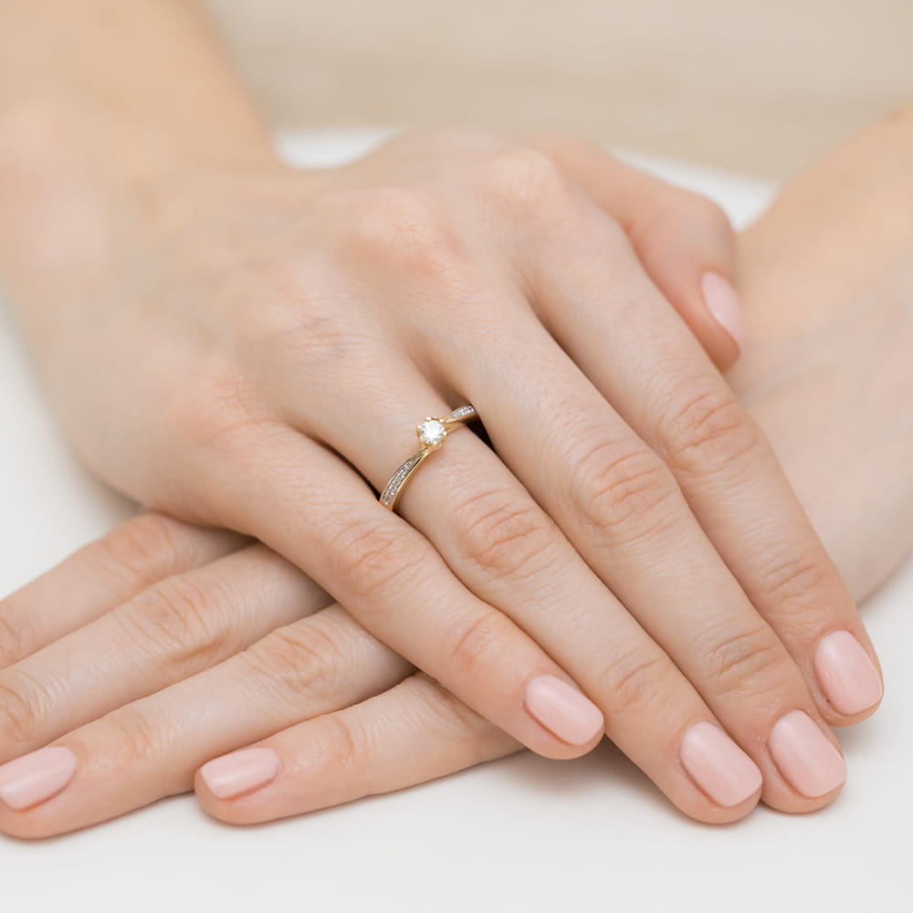 Pierścionek Diament 0,15ct żółte złoto 4 Pierścionek Diament 0,15ct żółte złoto - obrazek 4