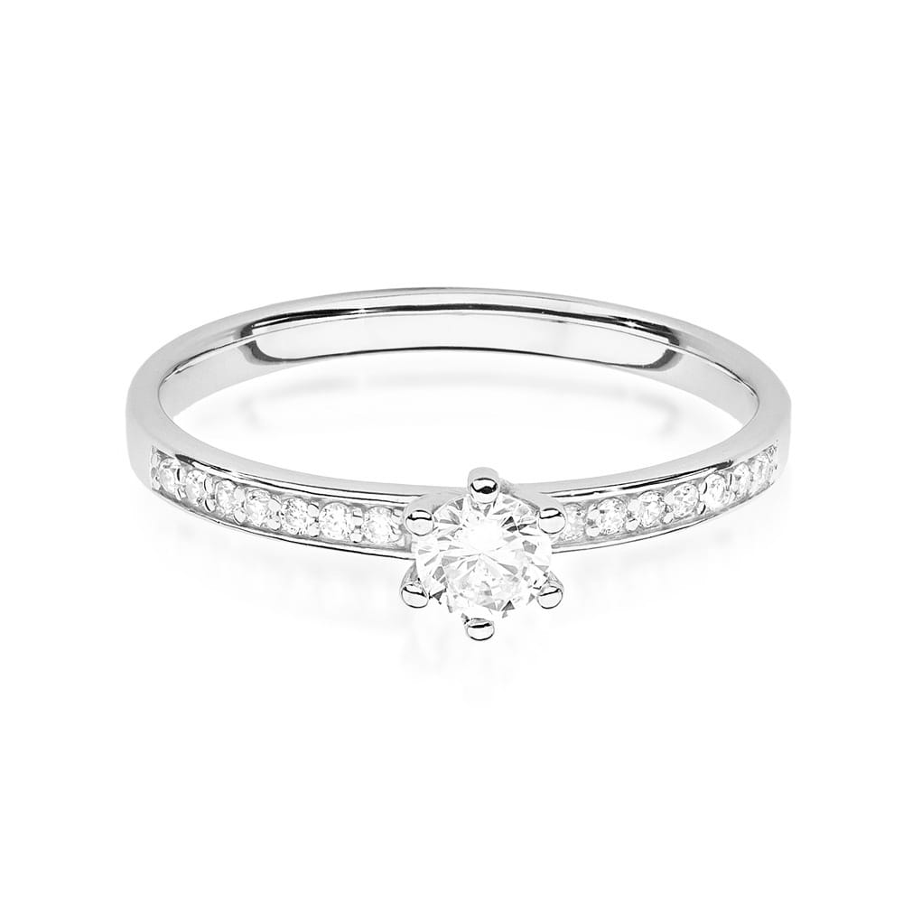 Pierścionek Diament 0,10ct białe złoto 2 10ct białe złoto Jubiler Kraków BigDIAMOND