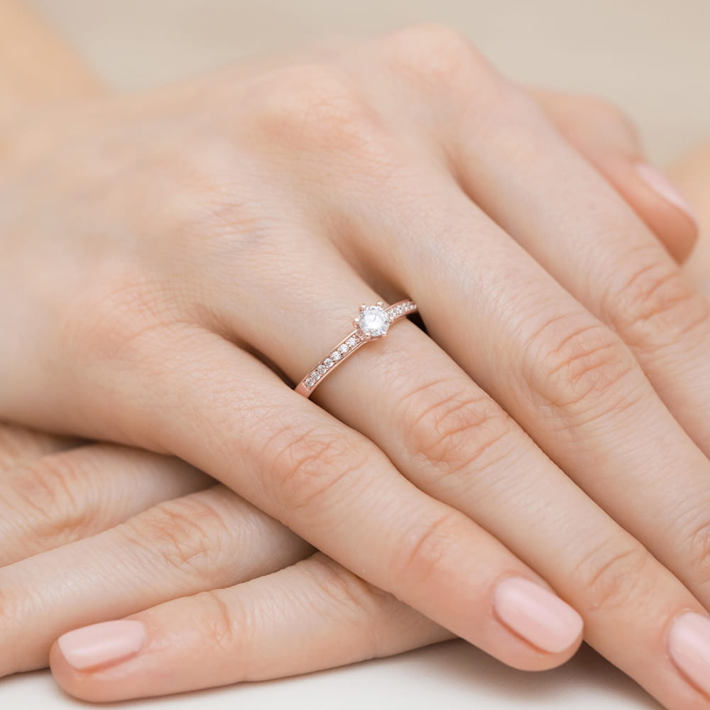 Pierścionek Diament 0,25ct różowe złoto 4 Pierścionek Diament 0,25ct różowe złoto - obrazek 4