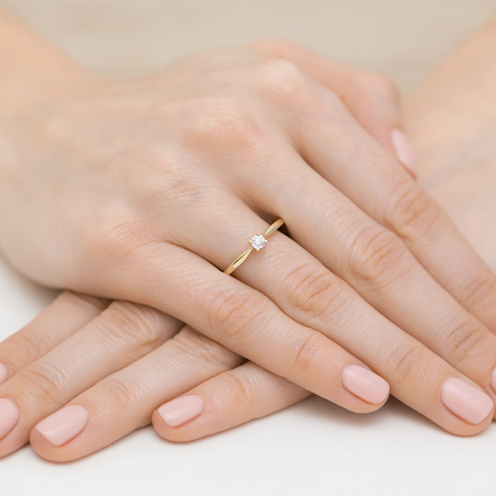 Pierścionek Diament 0,03ct żółte złoto 4 Pierścionek Diament 0,03ct żółte złoto - obrazek 4