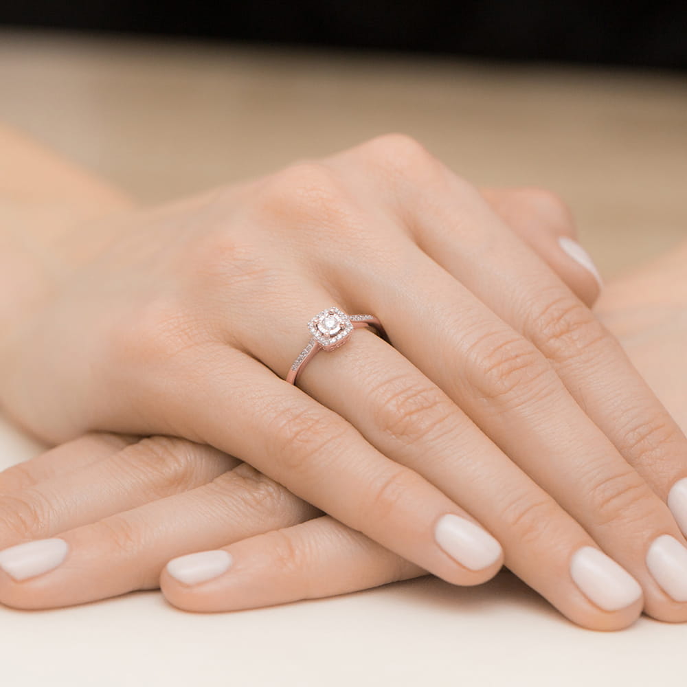 Pierścionek Diament 0,08ct różowe złoto 4 Pierścionek Diament 0,08ct różowe złoto - obrazek 4