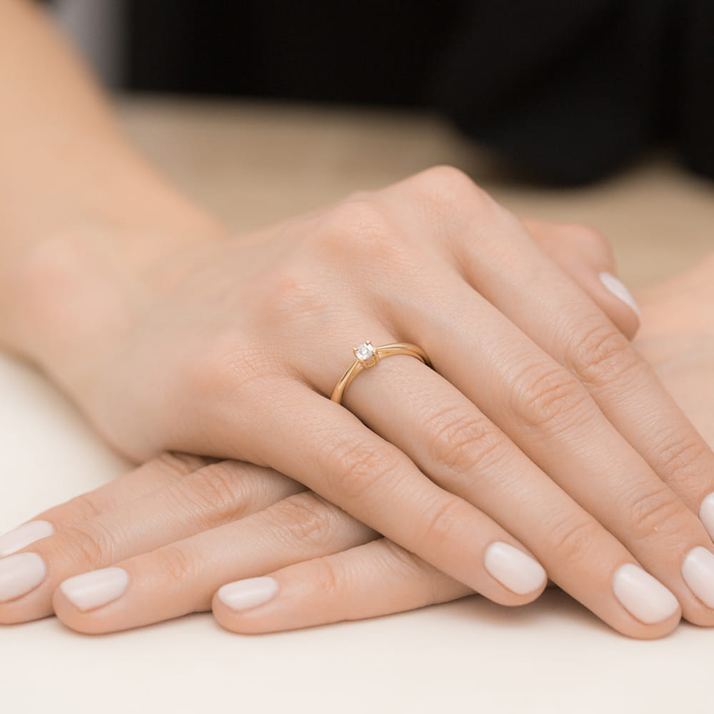 Pierścionek Diament 0,02ct żółte złoto 4 Pierścionek Diament 0,02ct żółte złoto - obrazek 4