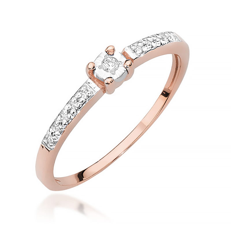 Pierścionek Diament 0,02ct różowe złoto 1 Pierścionek W467 Diament 0