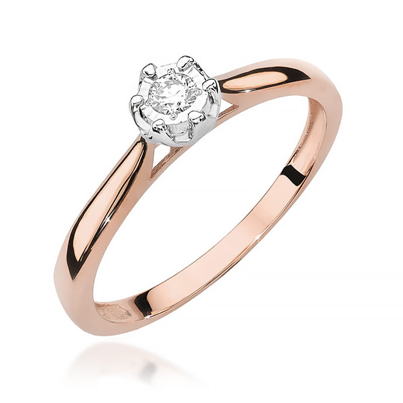 Pierścionek Diament 0,08ct różowe złoto 1 Pierścionek W468 Diament 0