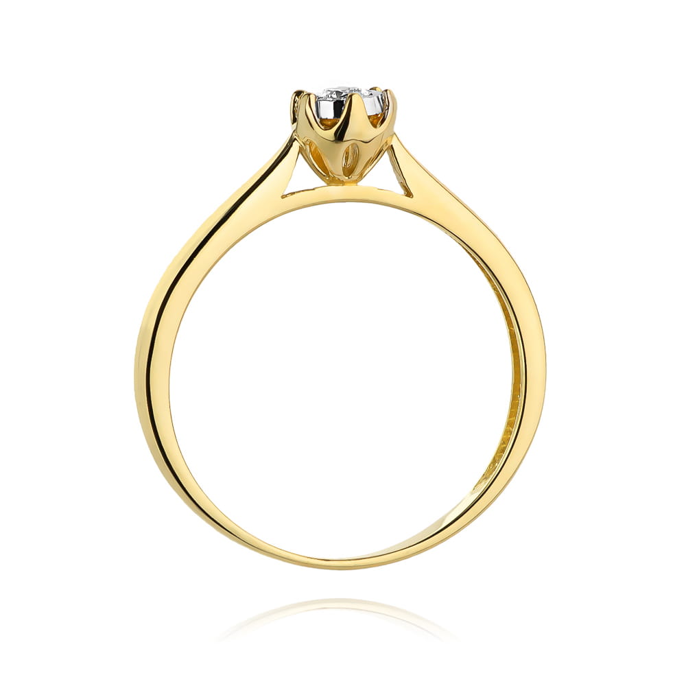 Pierścionek Diament 0,08ct żółte złoto 3 Pierścionek Diament 0,08ct żółte złoto - obrazek 3