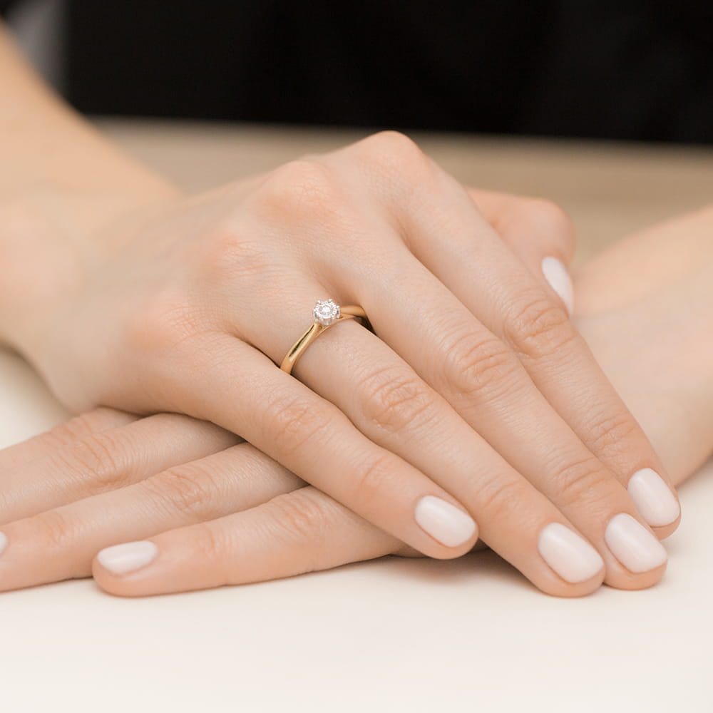Pierścionek Diament 0,08ct żółte złoto 4 Pierścionek Diament 0,08ct żółte złoto - obrazek 4