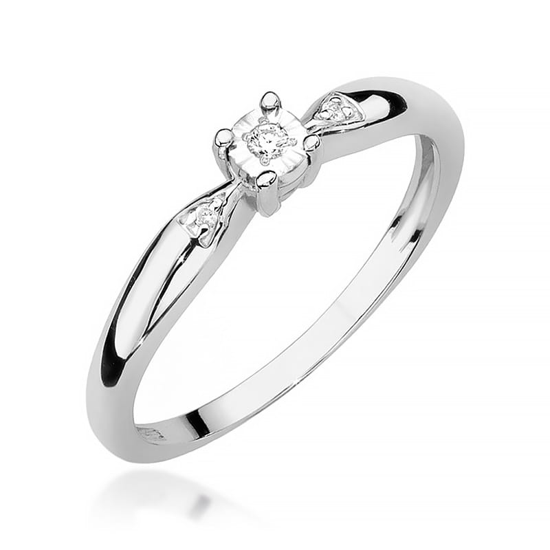 Pierścionek Diament 0,02ct białe złoto 1 Pierścionek W469 Diament 0