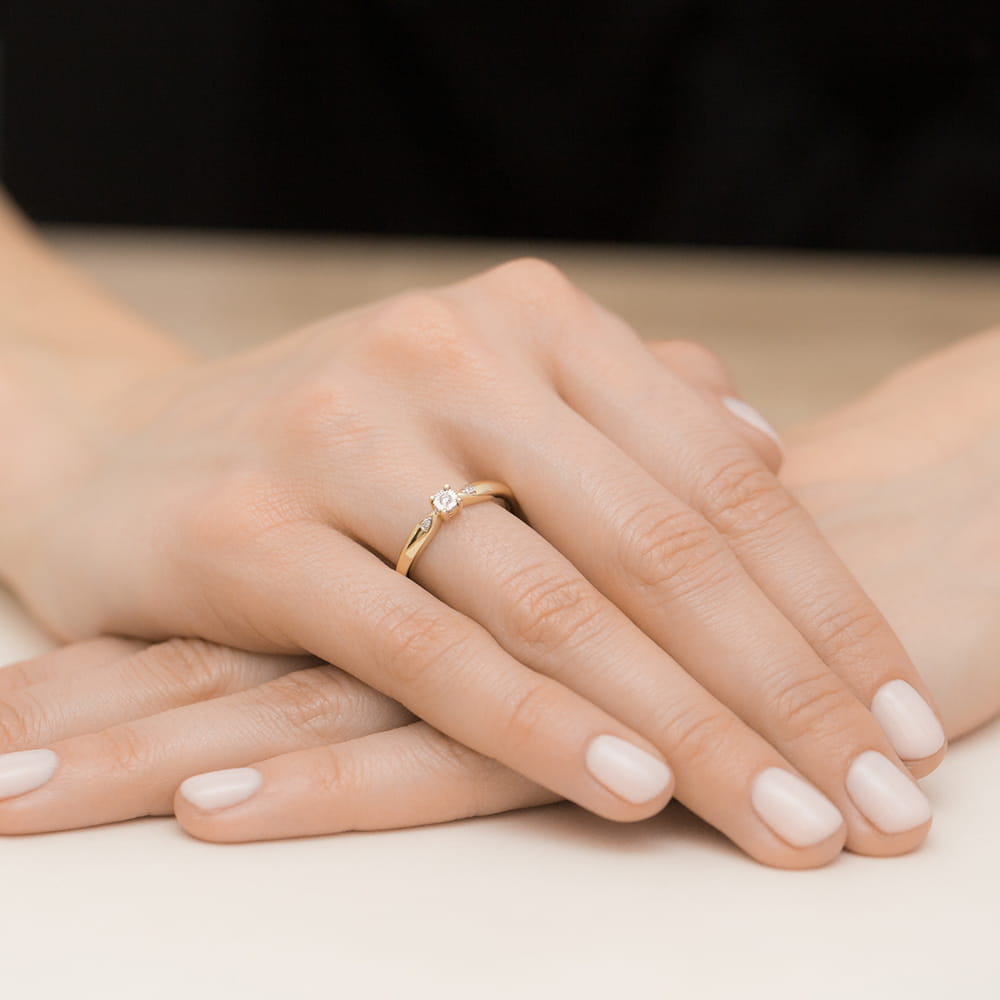Pierścionek Diament 0,02ct żółte złoto 4 Pierścionek Diament 0,02ct żółte złoto - obrazek 4