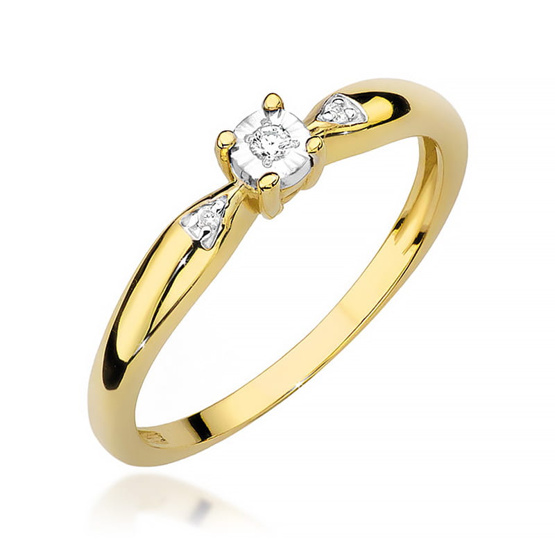 Pierścionek Diament 0,02ct żółte złoto 1 Pierścionek W469 Diament 0